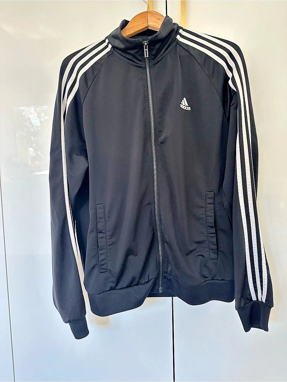 adidas 3-Stripes Tricot Track Jacket Black & White Medium